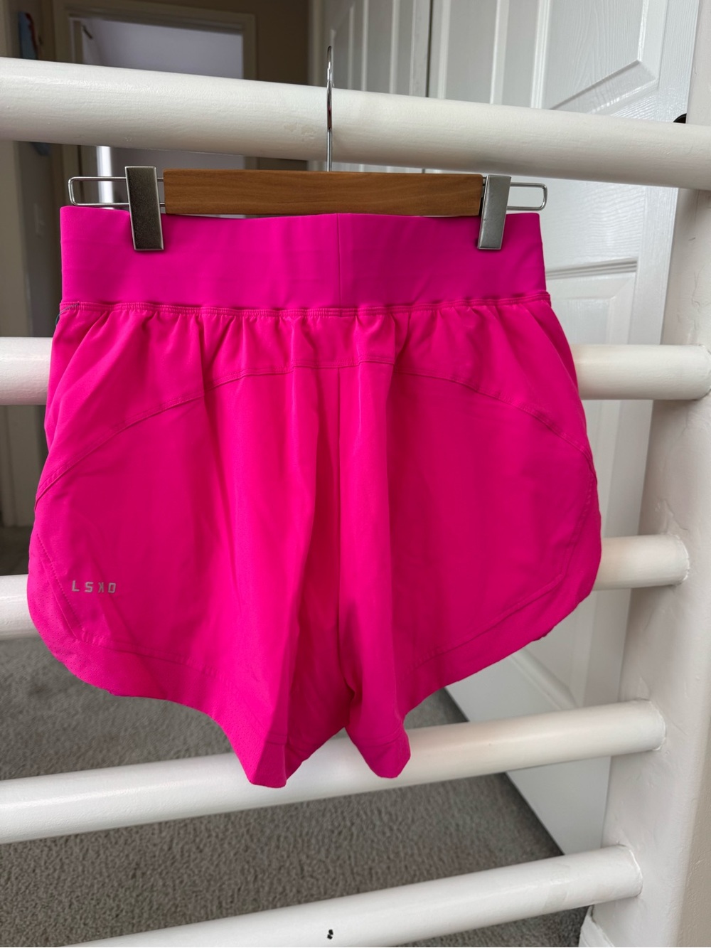 High-Rise Women's Athletic Shorts in Vibrant Pink - Picture 4 of 9
